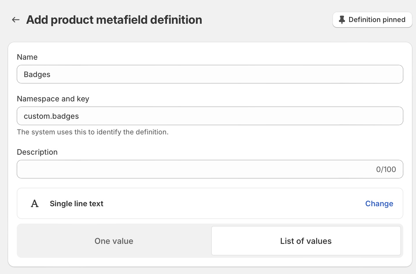 Basic Configuration Metafield